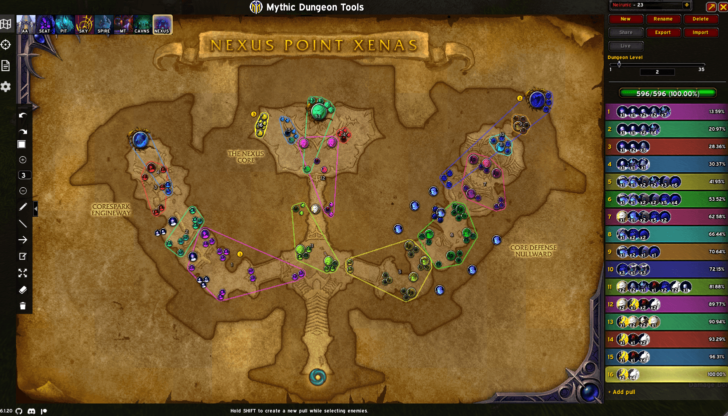 kushlul retail world of warcraft mythic+ dungeon route planning UI addon